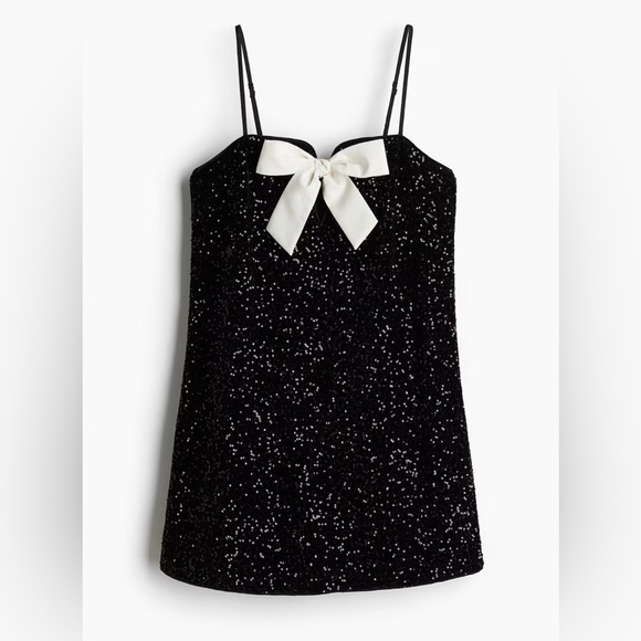 H&M Bow Detail Sequin Holiday Dress - Picture 7 of 7
